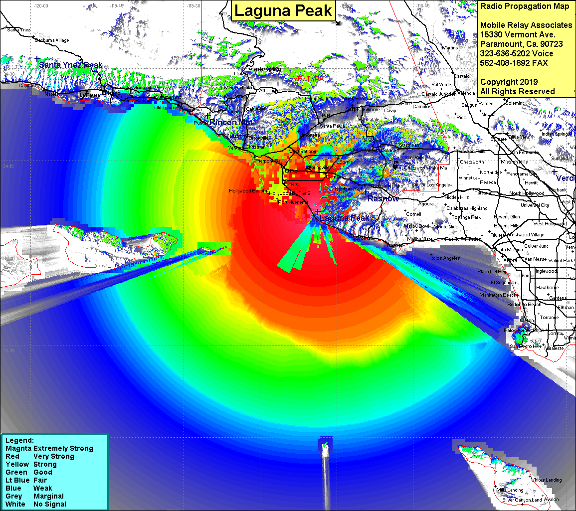 heat map radio coverage Laguna Peak
